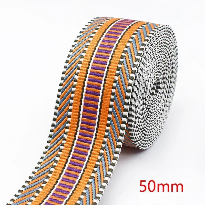 2/3/5M Meetee 38/50mm Jacquard Polyester Webbing Tape By Meter Decorative Ribbon Band Backpack Strap Clothes Sewing Accessories
