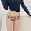 European & American Leopard Print Ribbon Women's Sexy Panties - Shiny & Hollow Out Design