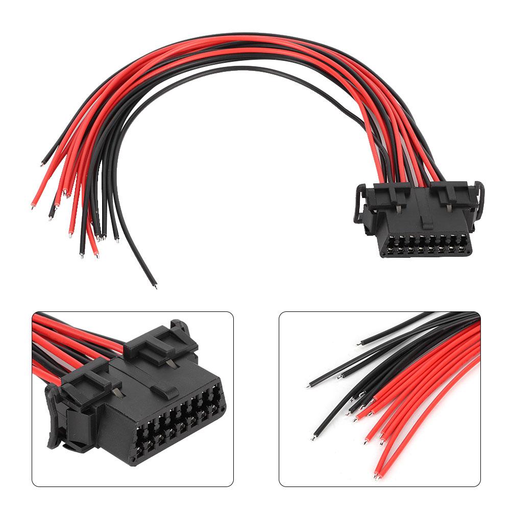 OBD2 16Pin Male Connector Extension Adapter Opening Female Cable Fits for Kia