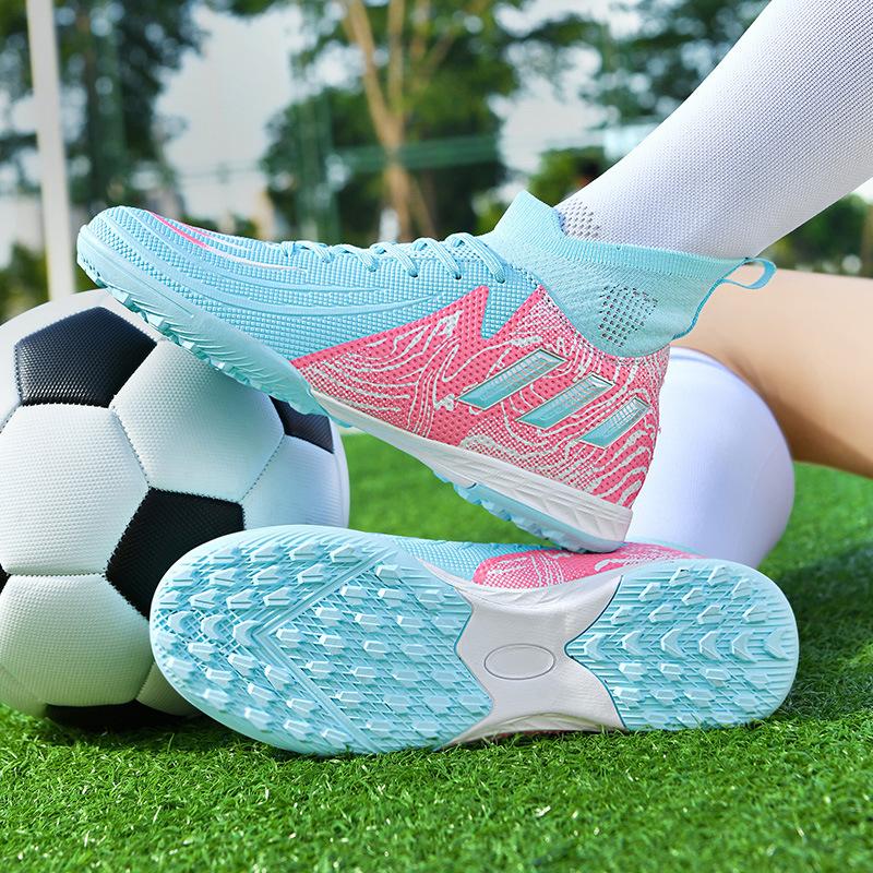 2025 European Cup Summer New High-top Football Shoes Two-color Children and Adolescents Long Nails Broken Nails Training Shoes