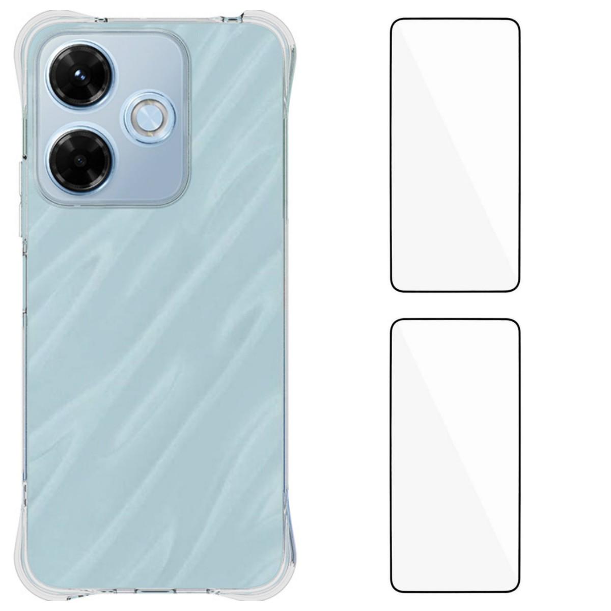 

For Xiaomi Redmi 13x 4G TPU Case WANLONFENG WL2 Series 2.0mm Phone Cover with 2Pcs Tempered Glass Films Transparent