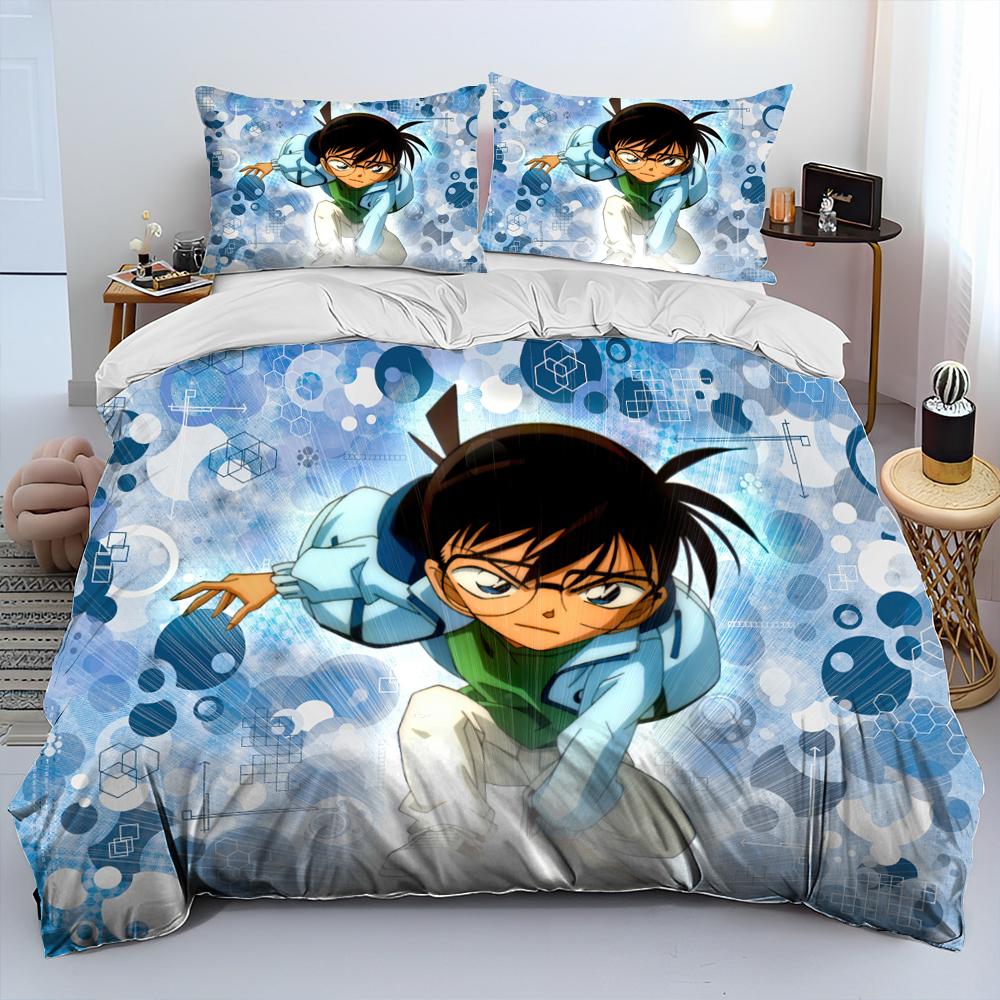 Comforter Detective Conan Cartoon Anime Comforter Bedding Set Bed Set King Queen Size Bedding Set Kids