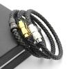 Titanium Steel Jewelry Wholesale MONT Men's Magnetic Buckle Woven Leather Bracelet Bracelet, Magnetic Buckle Leather Rope Bracelet, Men's