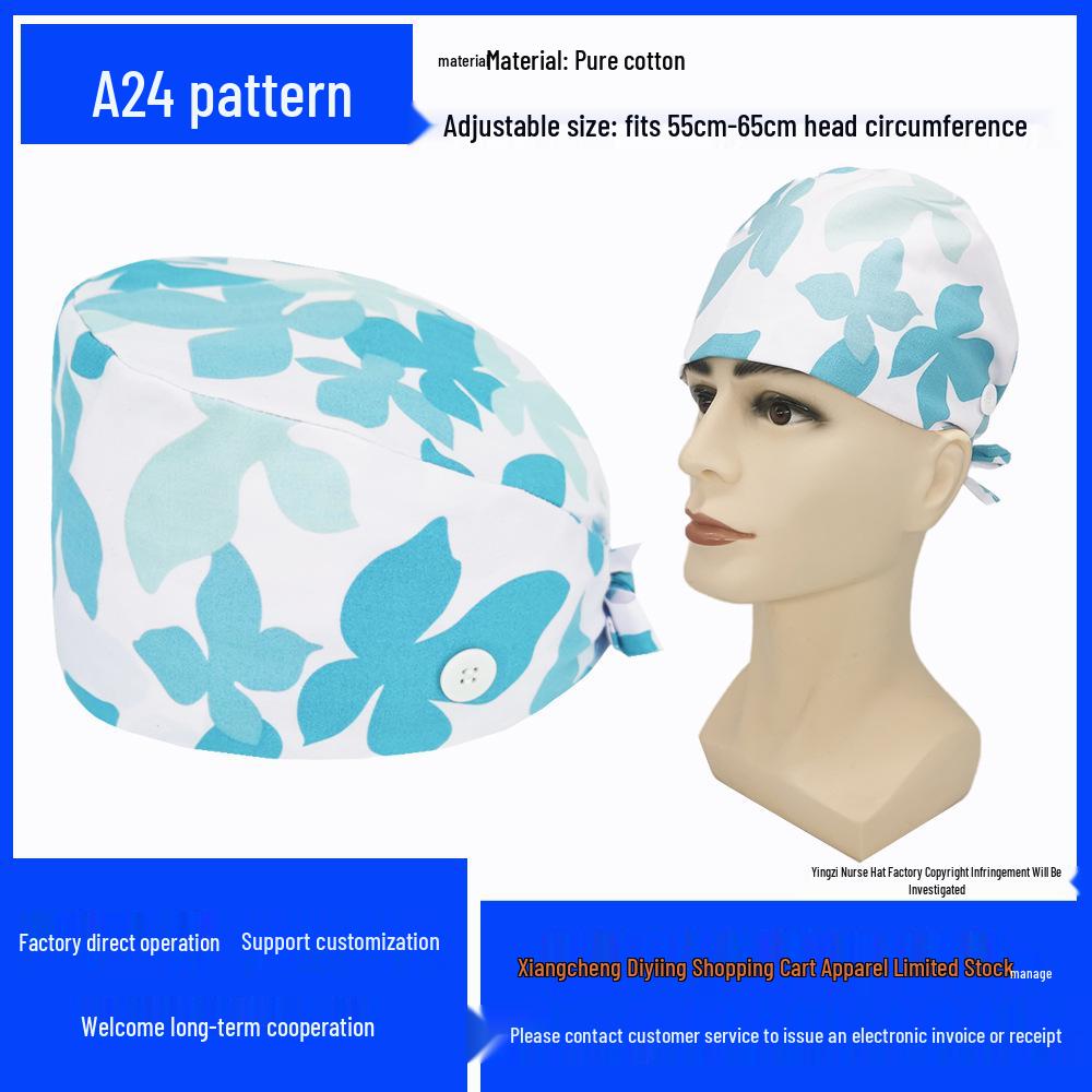 Pure Cotton Printed Surgical Cap for Nurses and Doctors
