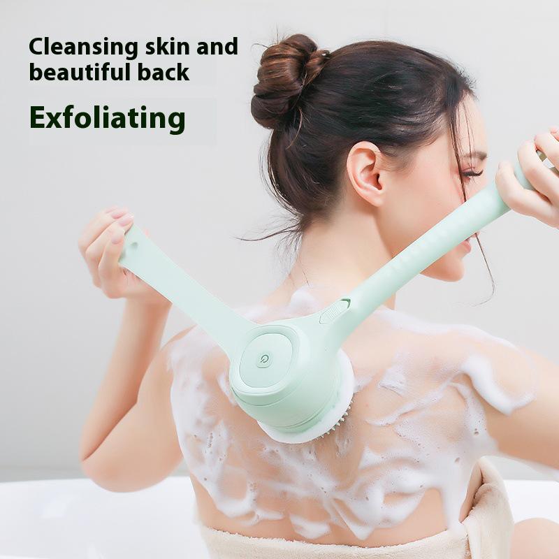 Wireless Smart Electric Bath Brush with Long Handle, Waterproof & Automatic Scrubber for Back and Body