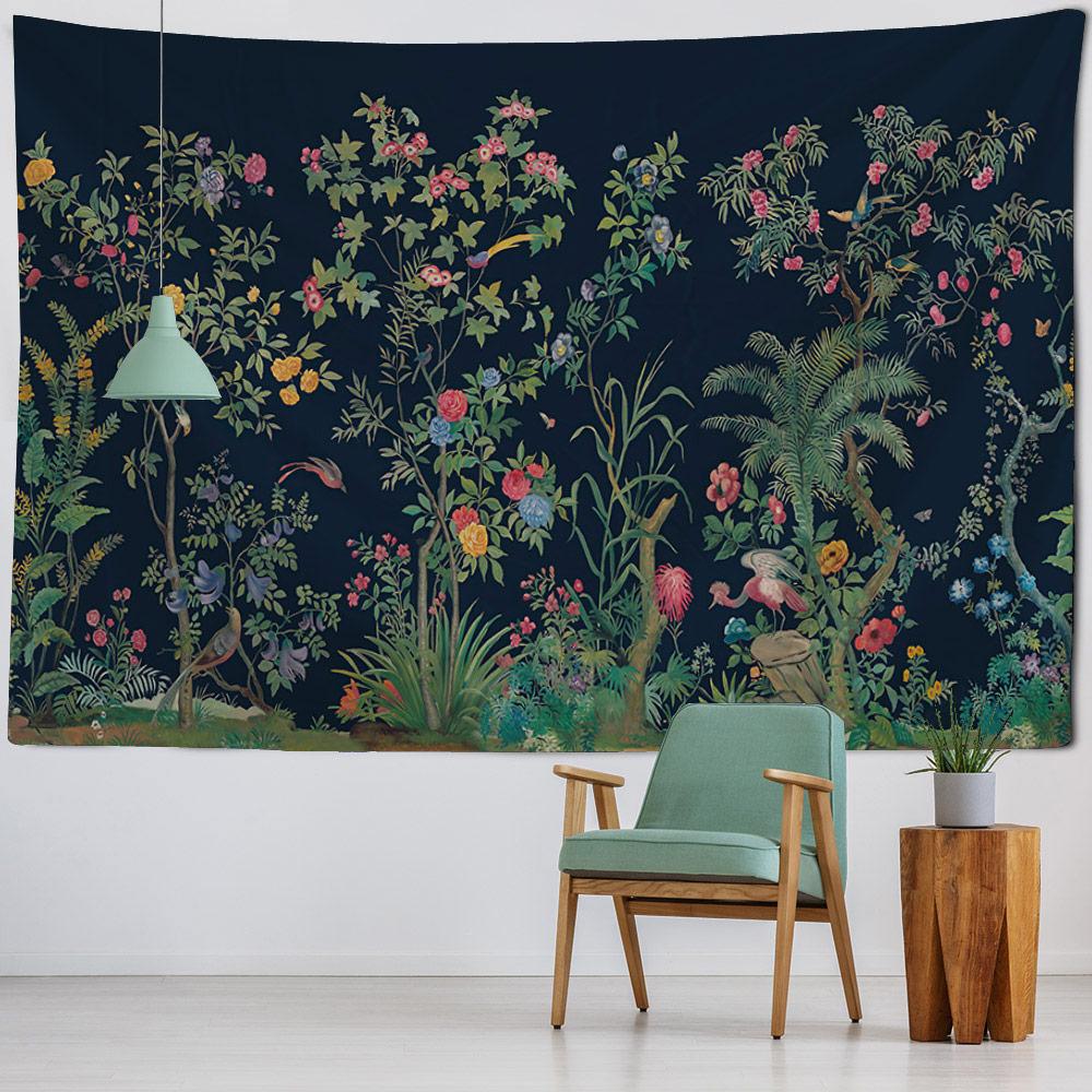 Tropical Plant Leaf Tapestry, Hippie Animal Bird, Wall Art Blanket, Living Room and Bedroom Decoration, Hanging Home Decoration