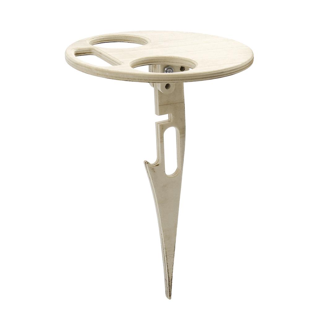 Outdoor Liquor Table with Folding Round Desktop Wooden Portable Picnic Table for Travel Camping Beach