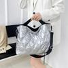 Soft Handle Puffer Rhombus Shoulder Bag Wear Resistant Quilted Patterned Tote Bag  Daily Use