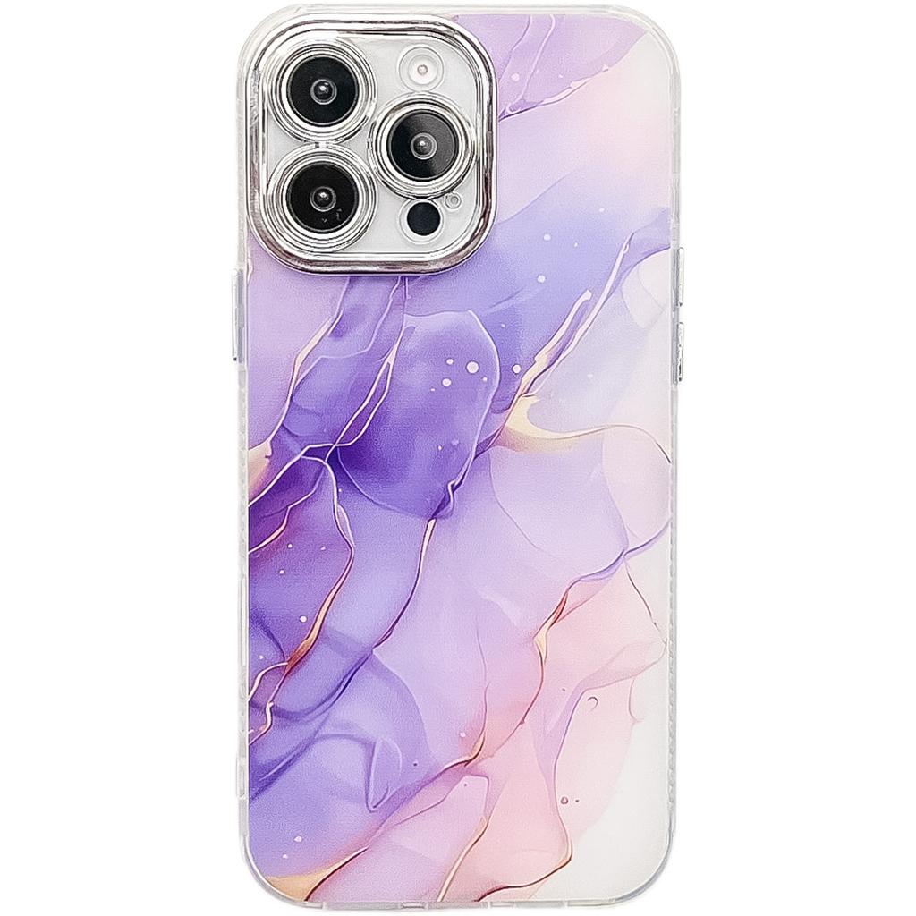 Electroplated marble pattern for iPhone16 mobile phone case Apple 15promax creative advanced sense foreign trade