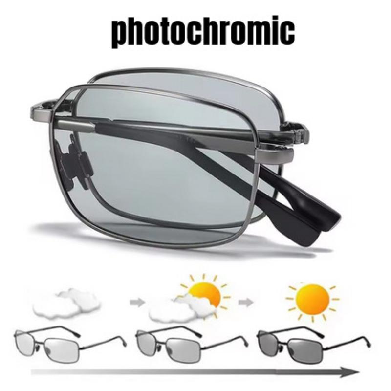 Módní skládací polarizační sluneční brýle Vintage pro muže i ženy Vysoce kvalitní fotochromatické přenosné skládací brýle s kovovým rámem UV400