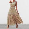 Women's Single Shoulder Bohemian Floral Dress Beach Vacation Hem Long Dress