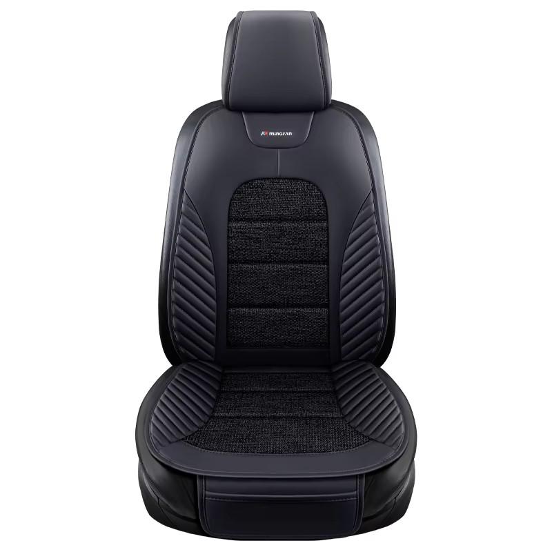 1pc All-Season Universal Car Seat Cushion – Breathable Nappa Leather & Linen-Texture Fabric, Fit for Most Cars, SUVs, and Trucks