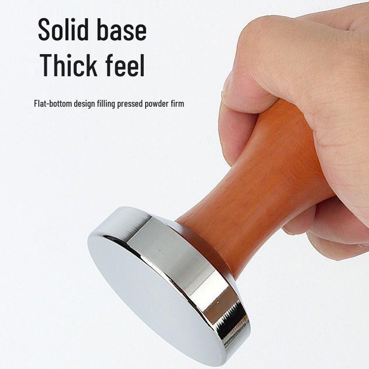 Solid Wood Coffee Tamper Set (51/53/58mm) for Italian Coffee Machines - Includes Tamper and Distribution Hammer.