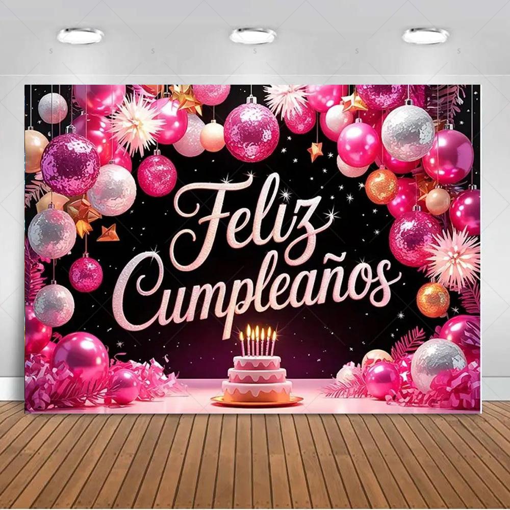 Spanish Happy Birthday Theme Background Supplies Colorful Balloon Birthday Party Decor Backdrop Banner Kid Gift Photo Shoot Prop