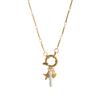 Retro Fish Boots Flower Loop Necklace with Multiple Pendants DIY Boots Love Pearl Plated 18K Gold Color Preserving