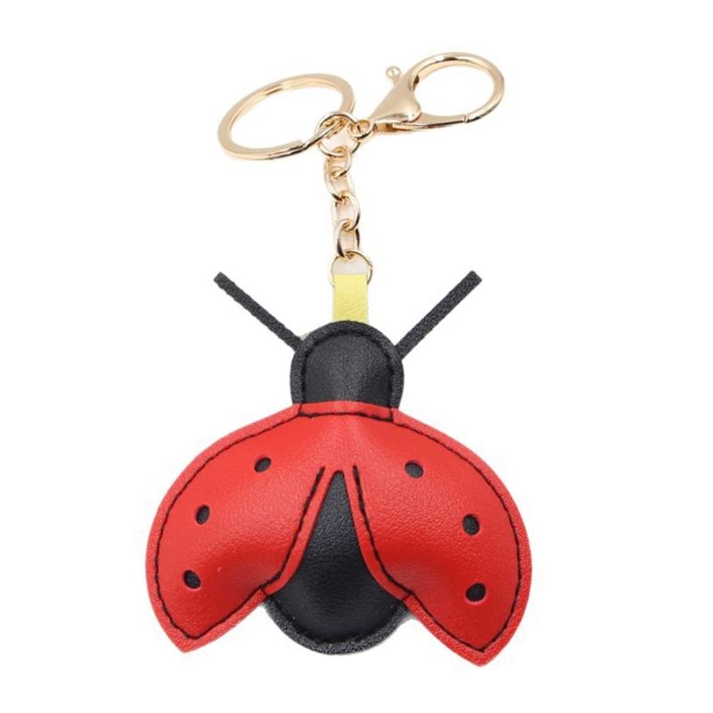 

Ladybeetle Shaped Keychain Faux Leather Decorative Clip For Keys Gifts Accessories червоний