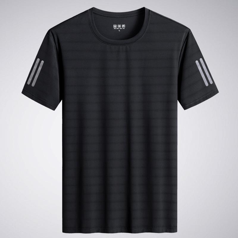 Summer Ice Silk Short-sleeved T-shirt Men's Mesh Thin High-grade Casual Joker T-shirt Quick-drying Sports Men.