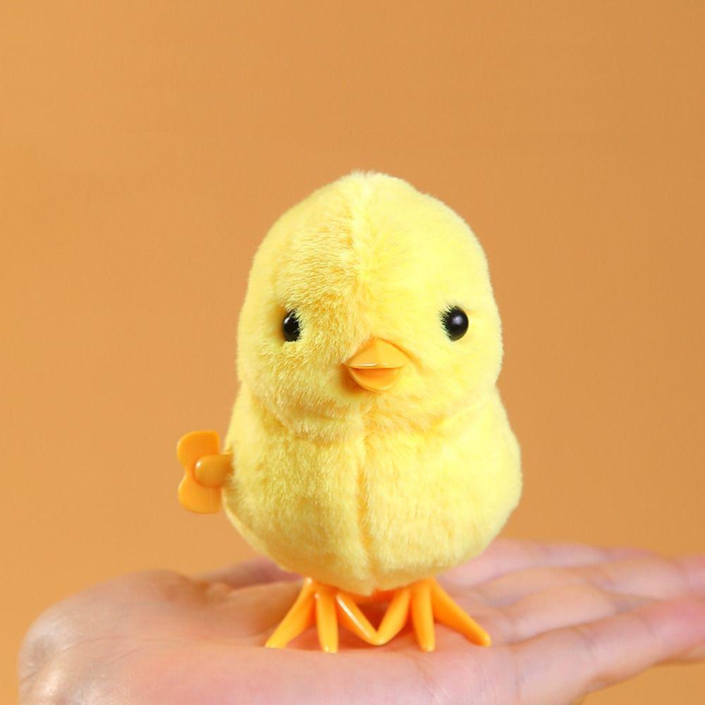 

Plush Clockwork Spring Chicken Toy Lifelike Guide Baby Crawling Toy Duck Wind Up Jumping Toy Kids yellow-chicken