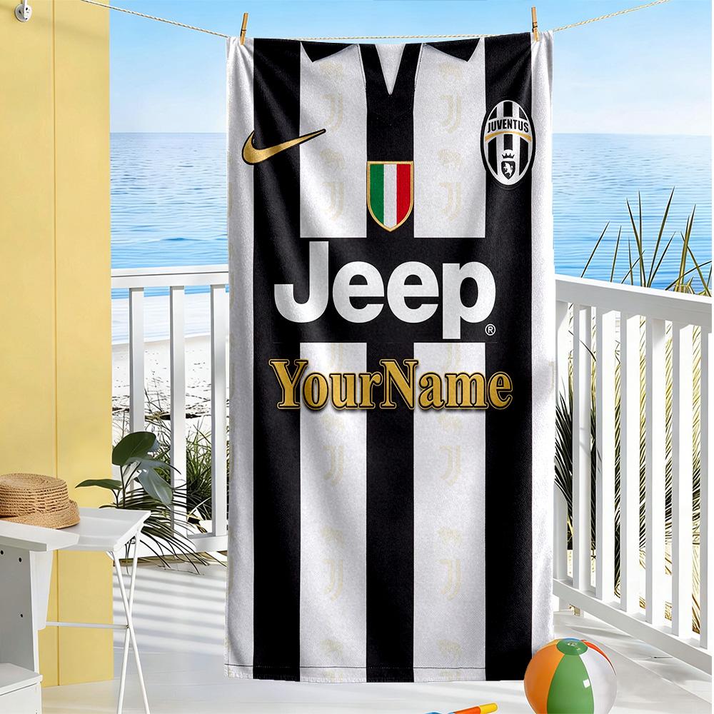 Juventus Customizable Name Beach Towel Soft Durable Quick-Dry Perfect for Traveling Yoga Camping and Swimming