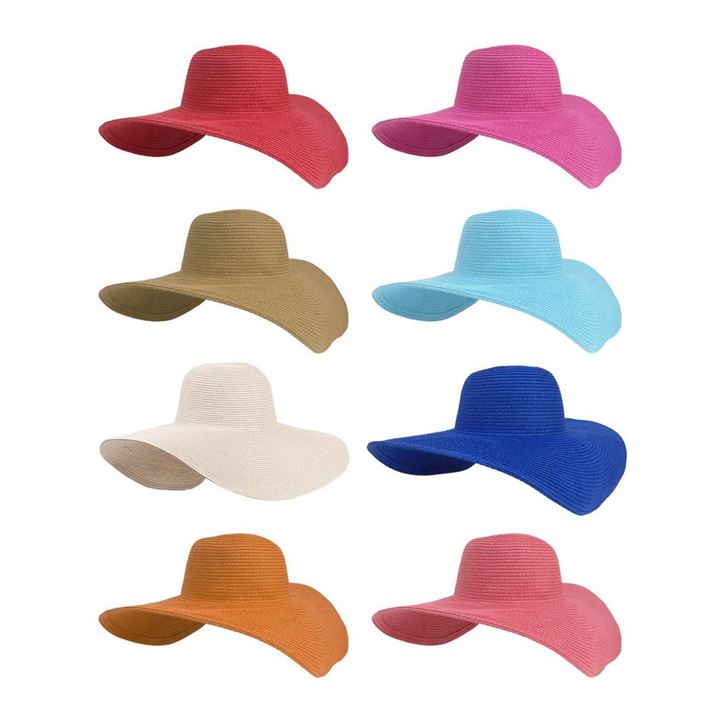 Korean Style Solid Color Wide Brim Sun Hat Women's Beach Straw Hat Foldable Spring Summer UV Protection Fashion Sunshade