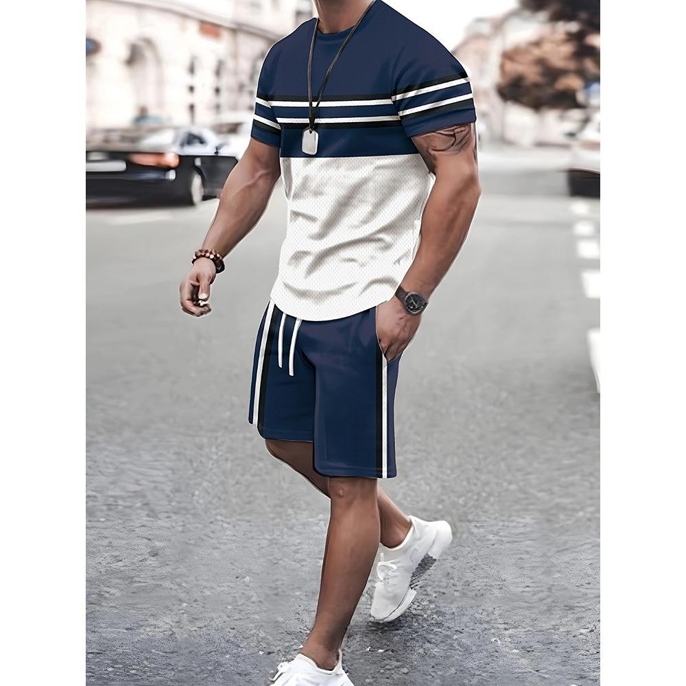 Summer Street Men's Suit Sportswear Men's Oversized Clothing 3D Print T-Shirt Shorts Men's Simple Clothing Fashion Suit