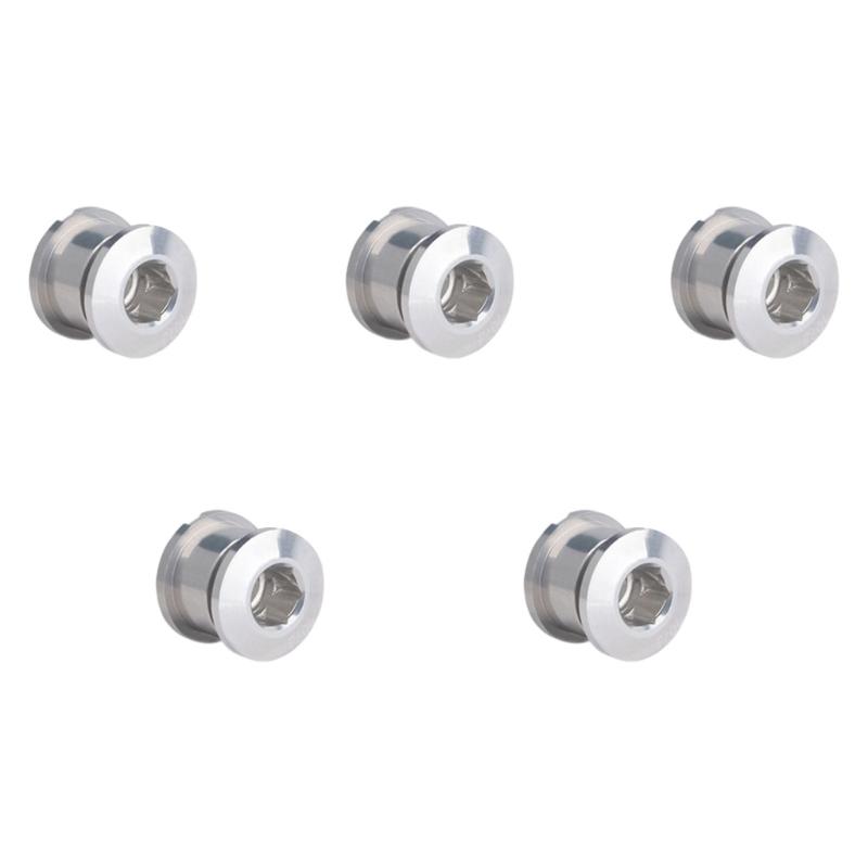 5pcs Aluminum Alloy Chainring Bolts Single Chainwheel Bolts Nut Single Speed Chainwheel Screws for Road, Mountain Bike