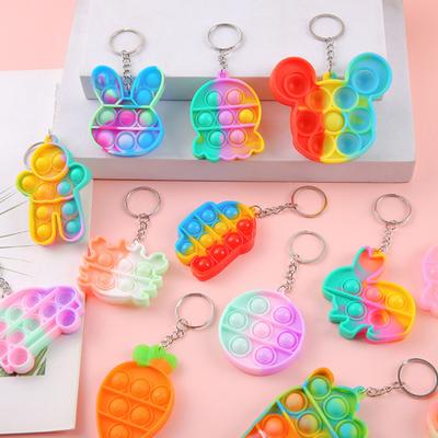 Bubble Popping Keychain Students Office Workers Stress Relief Push Bubble Key Ring Backpack Hanging Decoration Charm