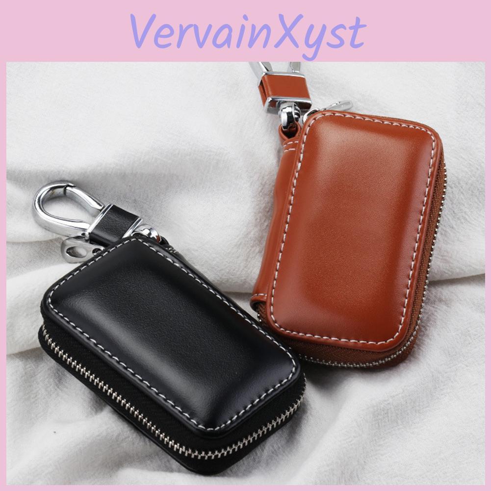 Stylish Cr Store Fob Key Case Genuine Leather Car Cover Keychain Zipper