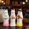 Window Display Halloween Decor Cute Ghost Ornament, Resin Figurines with Cake/Cookie Fun Gifts for Kids Design Desktop Fireplace Home Holiday
