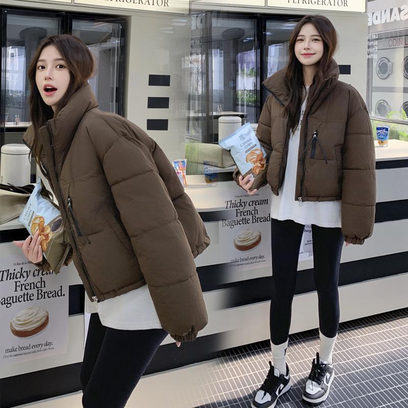 Maillard stand-up neck cotton-padded clothes women's short models new winter small loose bread clothes student jacket