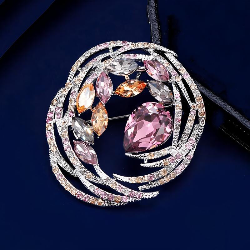 Módní a retro křišťálová spirálová brož, Vynikající křišťálová girlandová brož, Elegantní a rafinovaná antireflexní jehlice