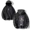 Hoodies Vintage  Women Men Skull Cross Print Hooded Sweatshirts Oversize Hip Hop Male Pullover Winter Clothes