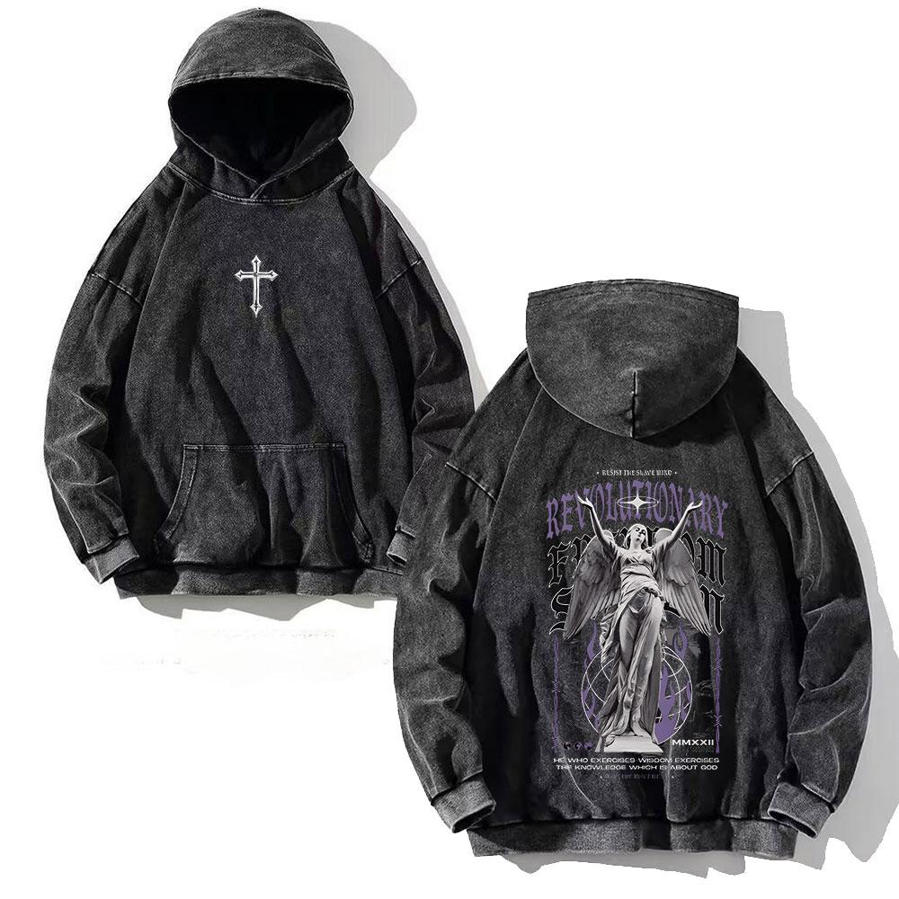 Hoodies Vintage Women Men Skull Cross Print Hooded Sweatshirts Oversize Hip Hop Male Pullover Winter Clothes
