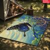 Galaxy Starry Sky Butterfly Area Rug, Non-Slip Floral Print Carpet for Living Room Bedroom, Aesthetic Boho Floor Mat Home Decor