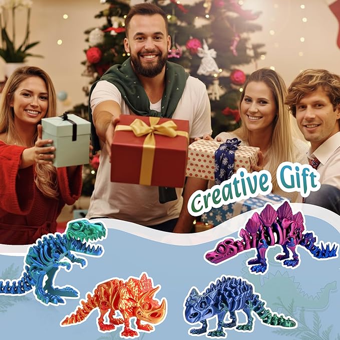 3D Printed Dinosaur Skeleton Figure Articulated Movable Fidget Toy Miniature Desktop Decoration Craft Model Gift For Kids