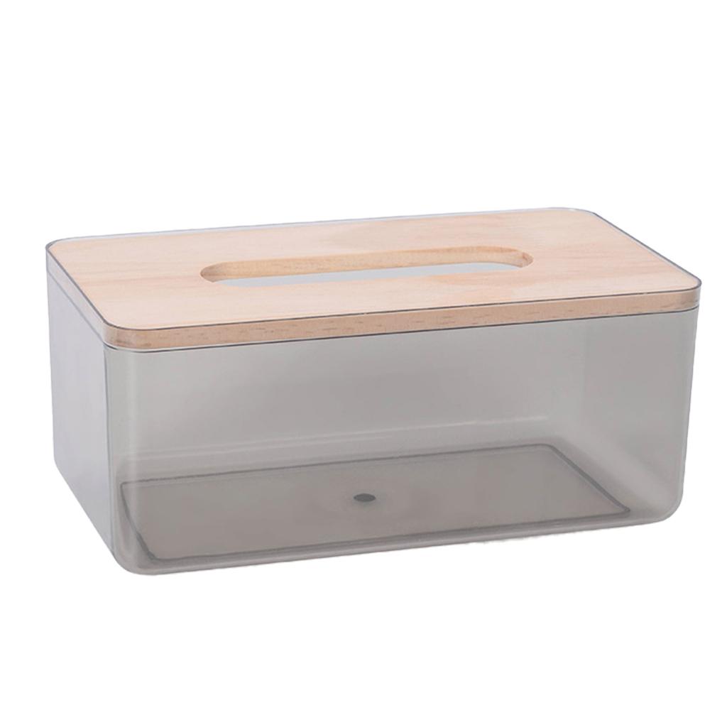 Tissue Box Holder Transparent Box Wear Resistant PP Compressed Wood Napkin Box with Nonslip Bottom