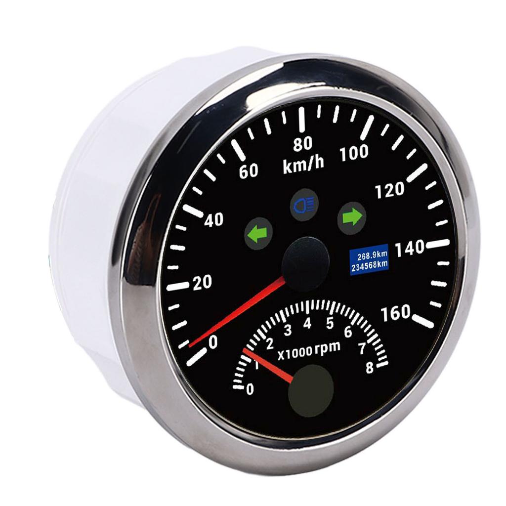 85mm 160km/h GPS Hastighetsmätare 0‑8000rpm Varvtalsmätare LCD Röd Bakgrundsbelysning för Bil Båt Yakt Husbil Lastbil