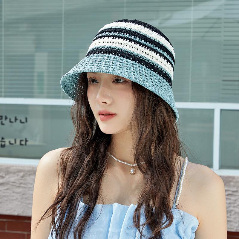 

Summer new knitted bucket hat sun hat children knitted hollow basin hat travel sunscreen hat bucket hat