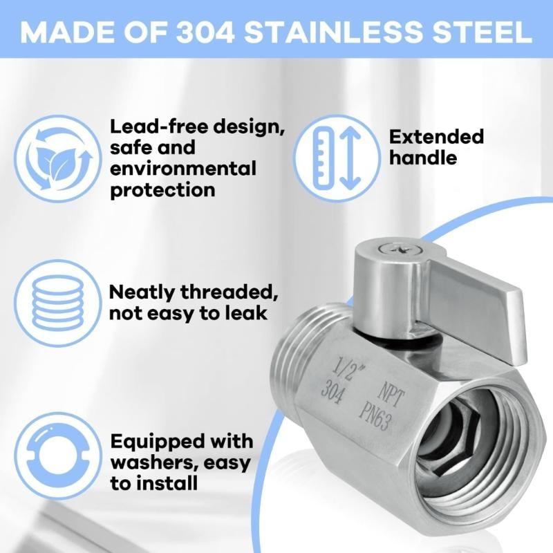 MXLA Fast Shower Water Flows Control Valves Inch NPT Thread Steel Mini Ball Valves Shut Off Valves for Bidet Sprayer