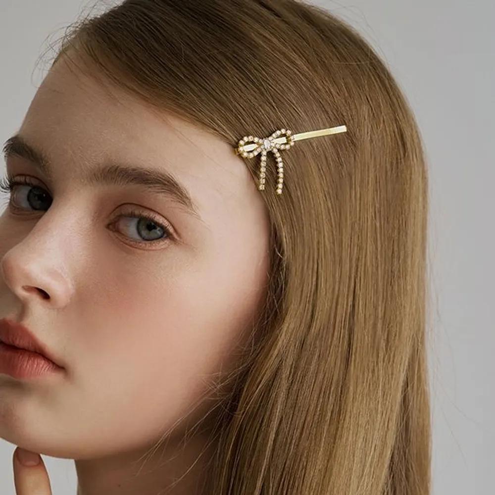 Crystal Ribbon Bobby Pin-S JP-25-038BP Gold