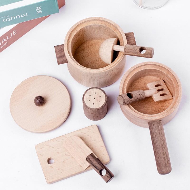 Wooden Kitchen Simulation Play House Gas Stove Mini Stove Children's Kitchen Utensils Early Education Kitchen Utensils Cooking Set Toys