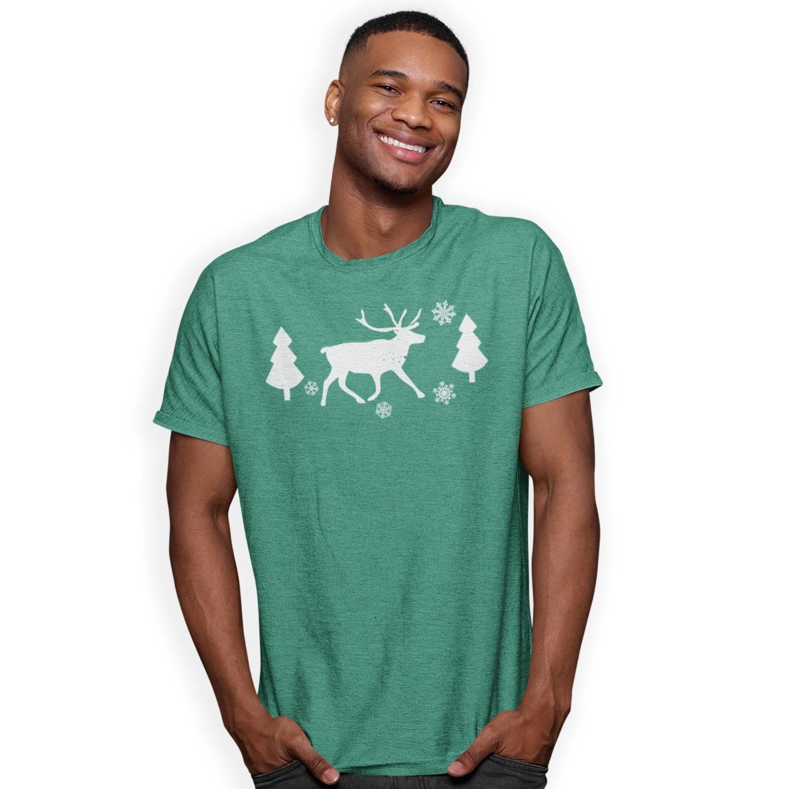 Reindeer and Snowflakes Christmas T-Shirt Happy Winter Warmers Xmas Gift L