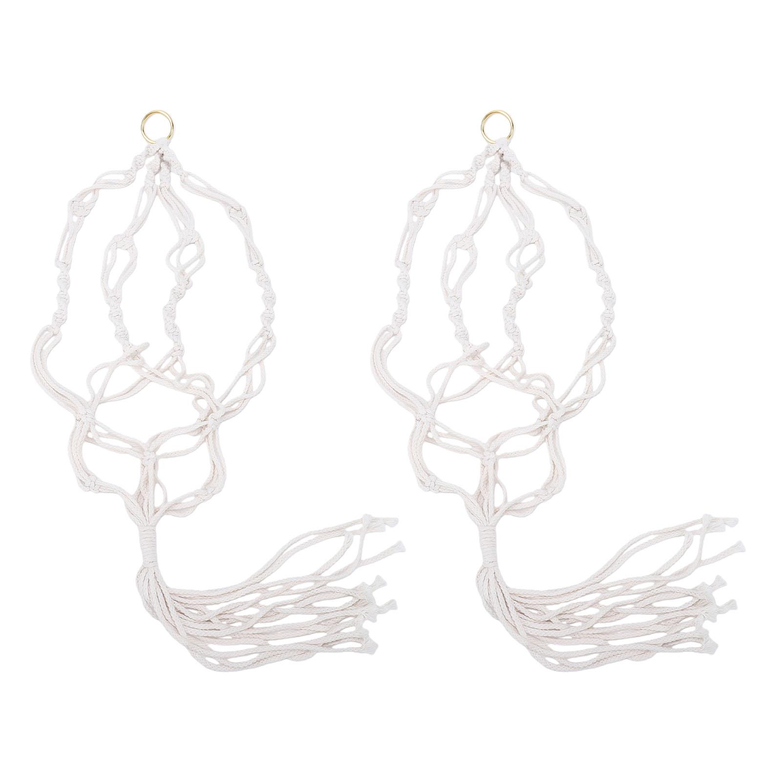 2pcs Macrame Plant Hanger 41.34in with Tassels Woven Cotton Rope Hanging Plant Basket for Indoor Outdoor Home Decor