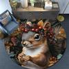 Herbst-Eichhörnchen Runder Teppich, Teppich für Wohnzimmer Schlafzimmer Sofa Spielzimmer Dekor, Rutschfeste Fußmatte