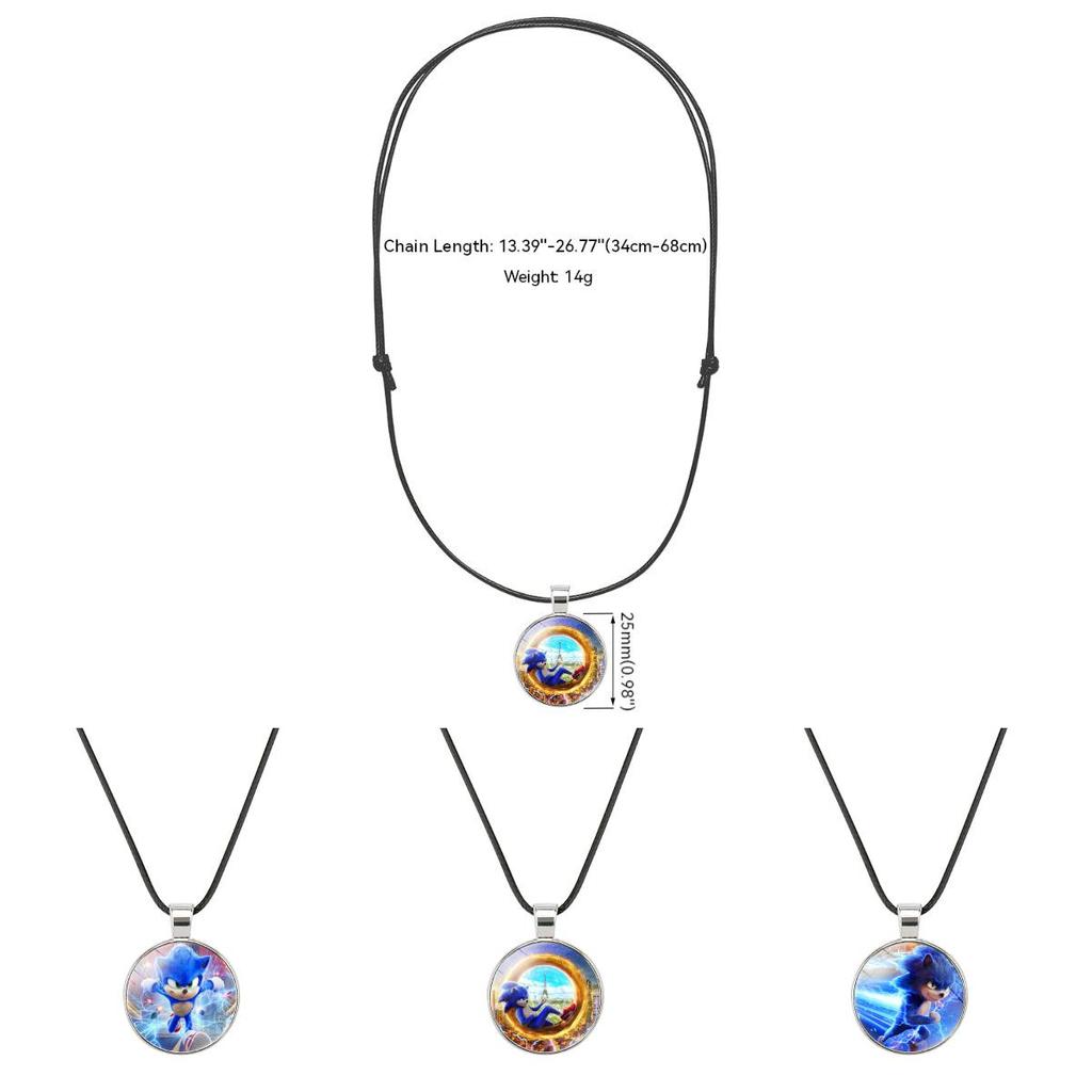 Sonic The Hedgehog Zeitstein Halskette Weiches Wachsband Hypoallergen Cartoon Anhänger