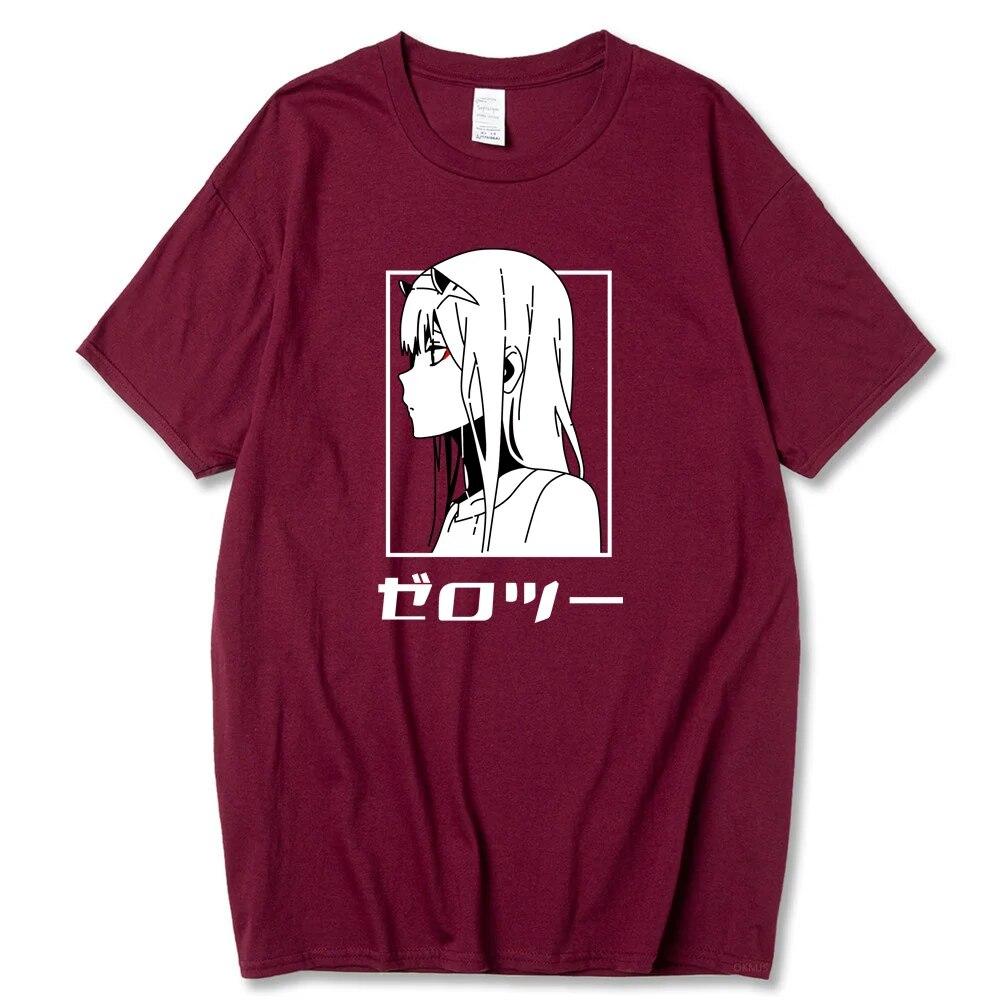 Tricou cu anime japonez Darling In The Franxx unisex Kawaii Cartoon Zero Two Tricou Harajuku Unisex Topuri Unisexga Tricou grafic Bărbați Unisex