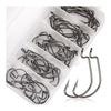 Goture Hook Fishhook Fish Hook with Ring Multi Size 500 Piece Set (50 Pieces Worm Hook Black)