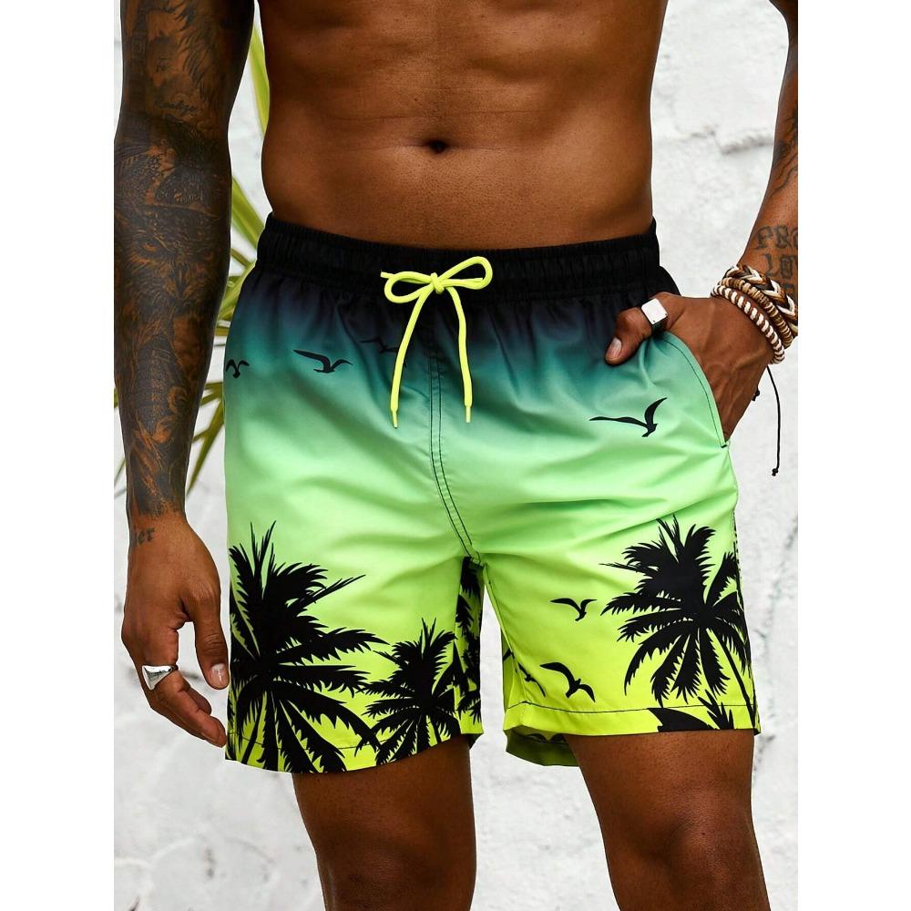 Palma Tropicale Uomo Resort Stampati 3D Pantaloncini da Bagno Tasca Comfort Traspirante Corti Stile Hawaiano Vacanza Spiaggia
