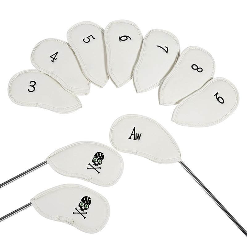 10Pcs Golf Head Cover Color Leather Iron Cover Golf Club Cover with Big Number