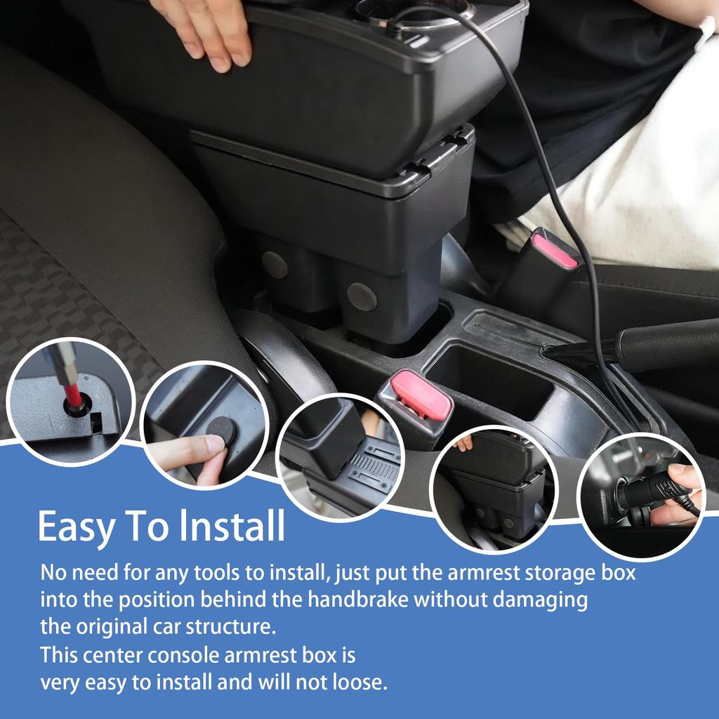 Replacement Armrest Center Console Storage Box for Suzuki Jimny with Cup Holder and USB Jimny Accessories JB64W/JB74W (2019-2025), Interface,
